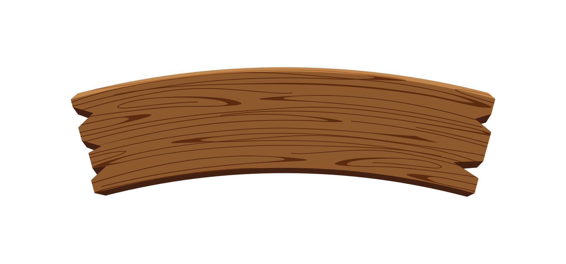 curved wooden planks isolated on a white, wood plank curve for signs and copy space, wooden signs curve shape, empty wood plank brown for message text vector