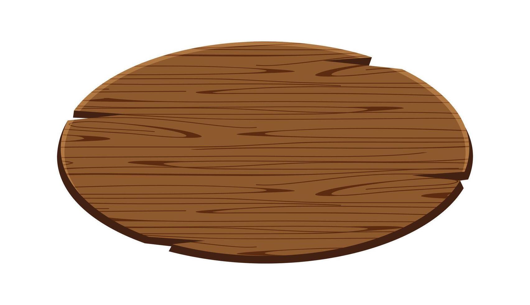 ellipse plank for signage isolated on white, wood sign oval shape, empty wooden signpost for copy space, round wooden for message text, wood plank dark brown vector