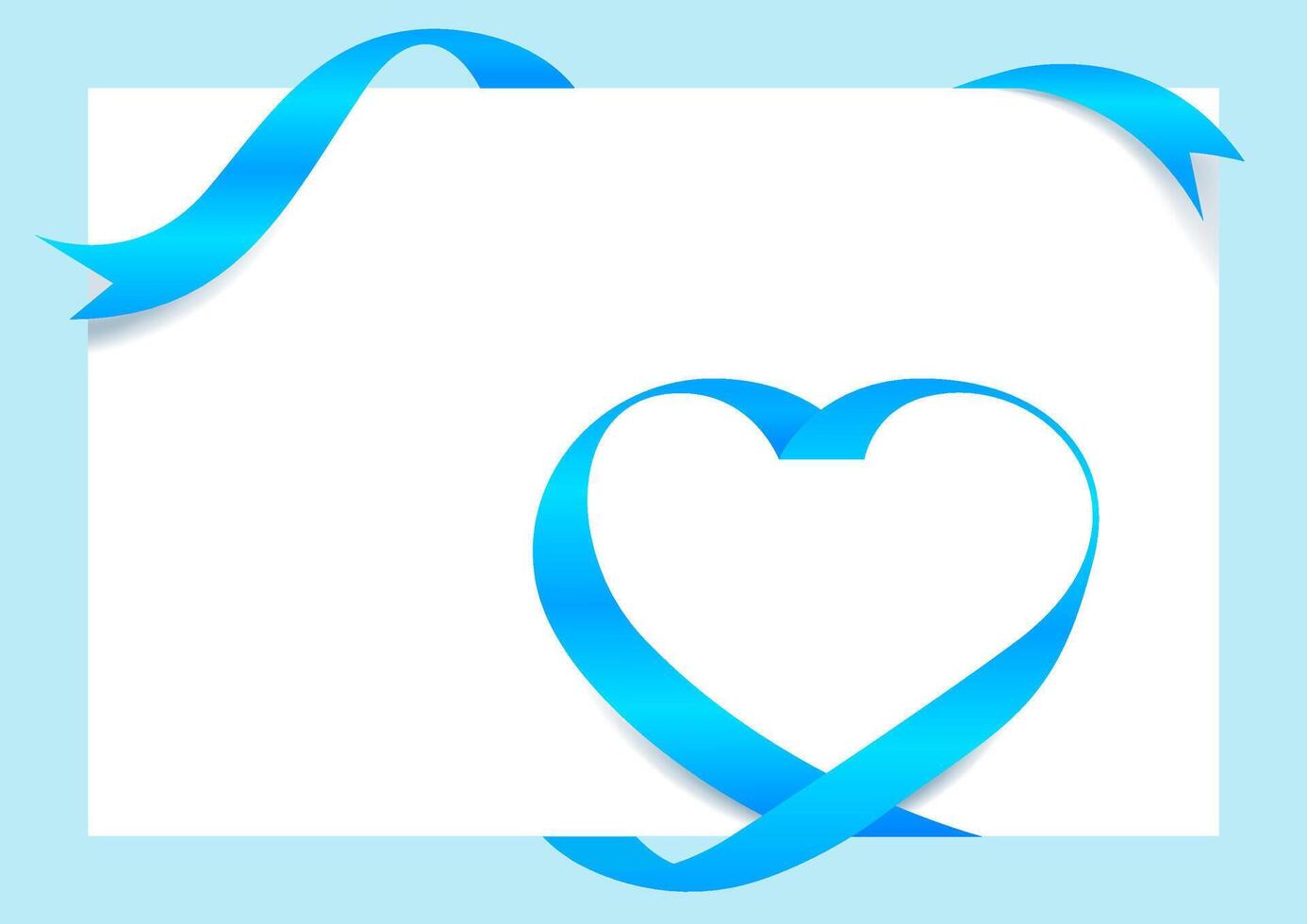 Ribbon Heart Shape Light blue Mock-Up for A4 size Banner Background, Greeting card, Gift Voucher and Certificate Background, copy space vector