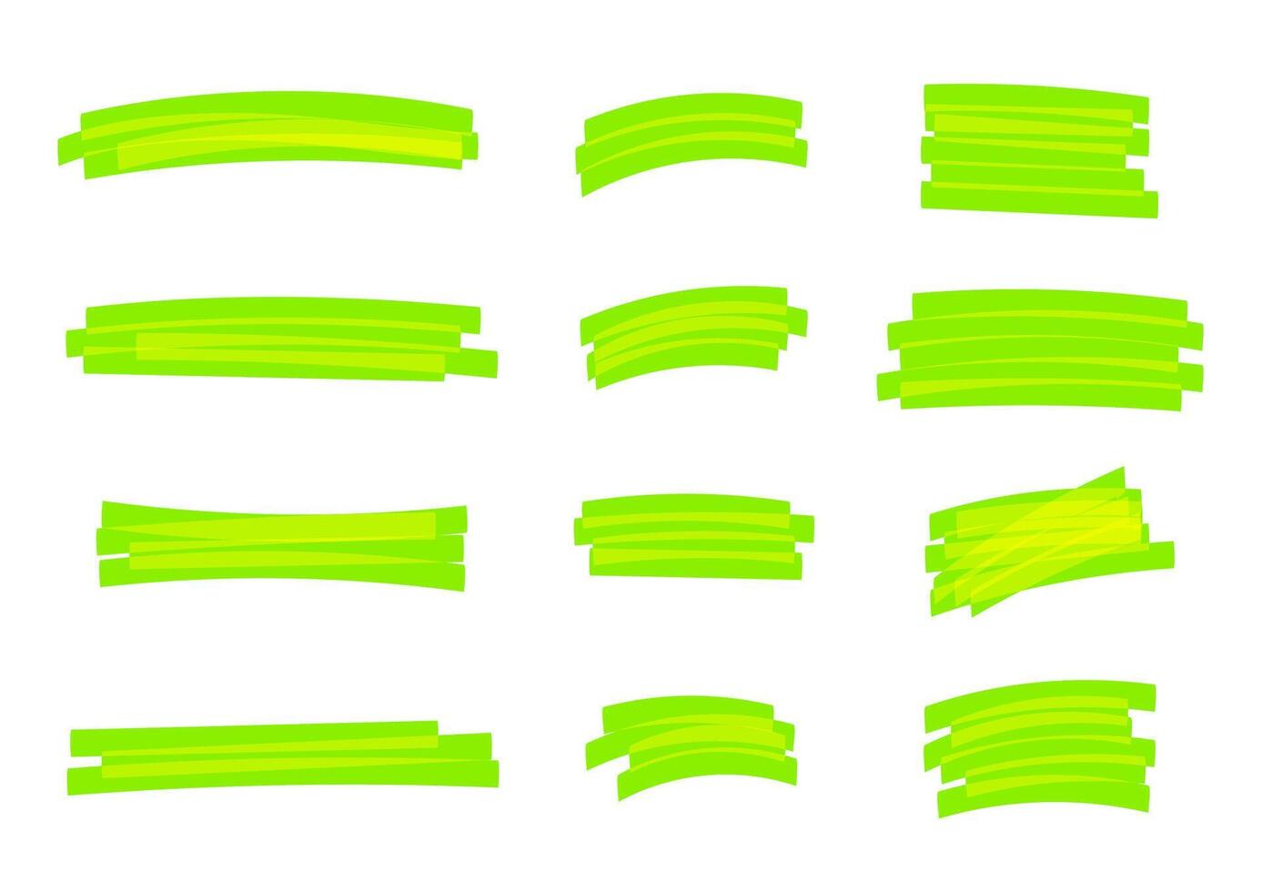highlight stripes green bright, banners drawn with markers, green highlight stripe marker stroke, hand drawn highlight elements for design, marker stroke bright color vector