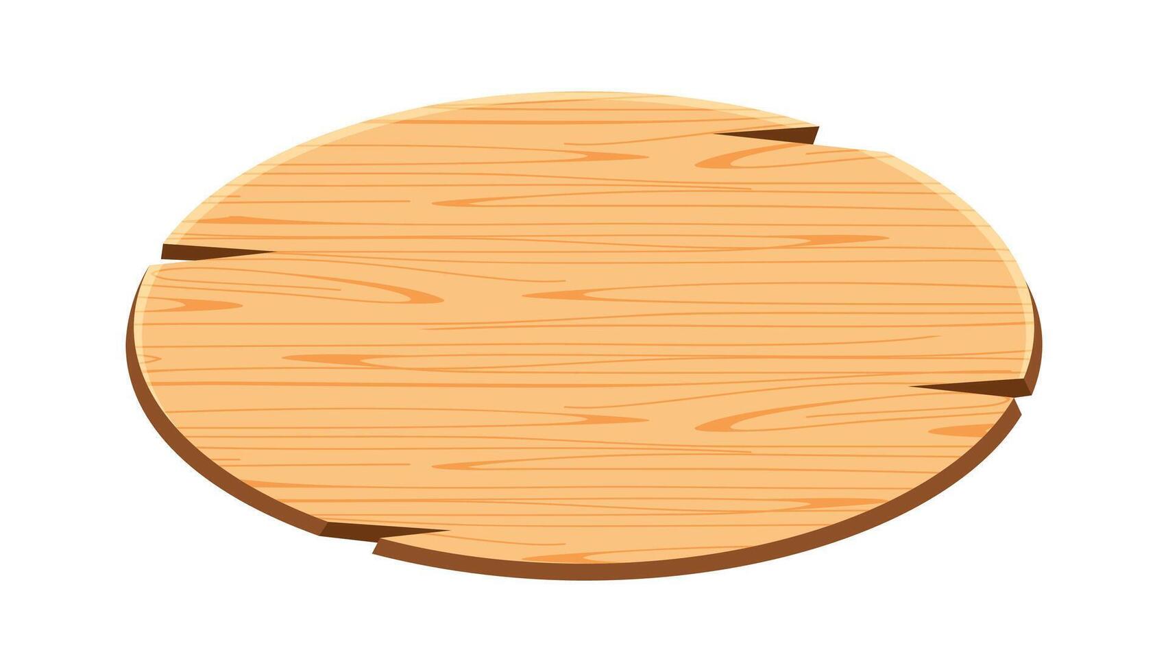 ellipse plank for signage isolated on white, wood sign oval shape, empty wooden signpost for copy space, round wooden for message text, wood plank brown clip art vector