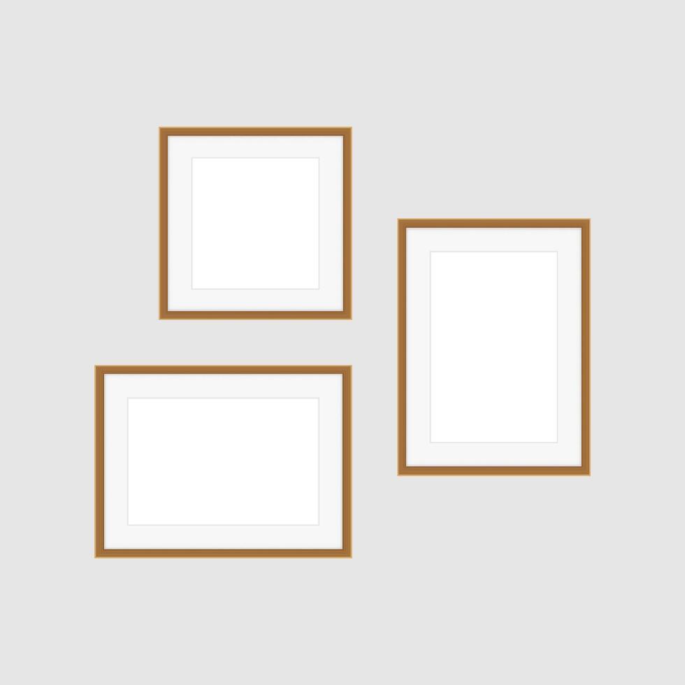 collage picture frames on wall, collection of portrait frame set, mock-up template picture frame vector