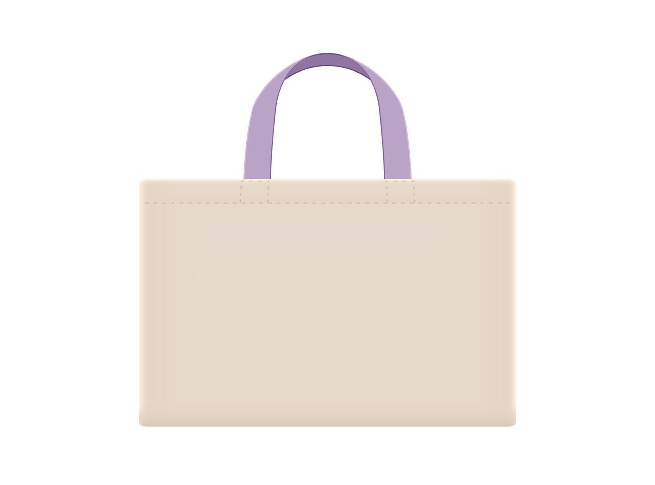 tote bag with purple handle, cloth bags blank, cotton yarn cloth bags illustration, fabric cloth bag empty for design vector