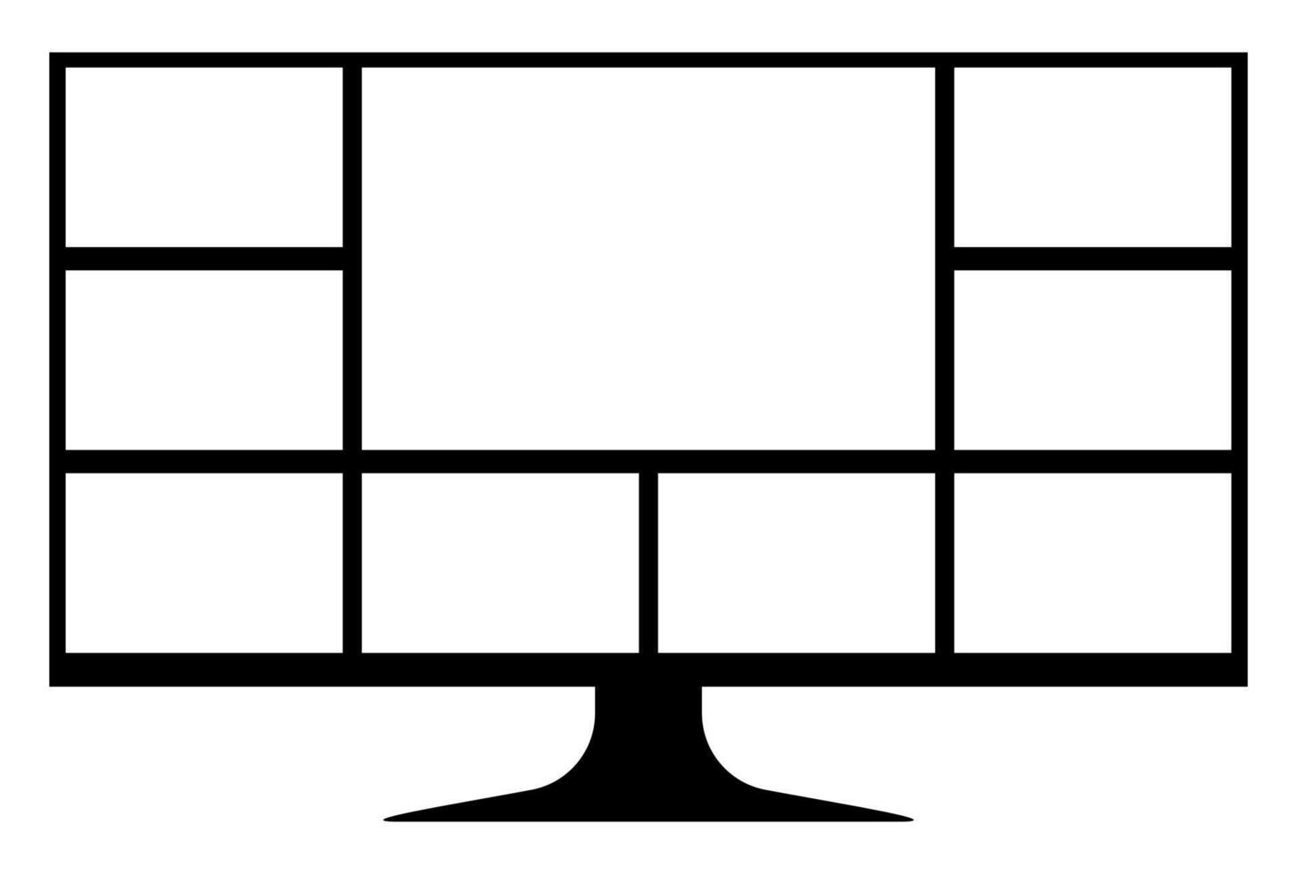 computer screen with collage grid template gadget, computer screen for layout web application, smart LCD screen device vector