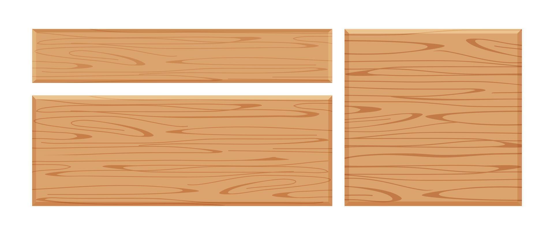 wooden plank brown set isolated on white background, wood board various types horizontal and square, empty planks wood, wooden sign for copy space text, set of plank wood light brown for signage vector