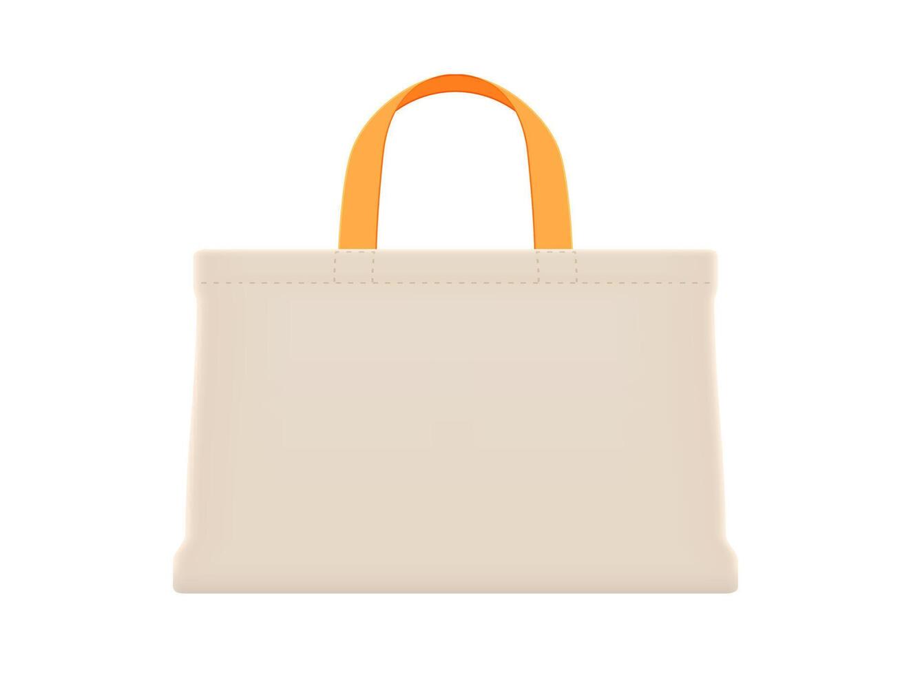 tote bag with orange handle, cloth bags blank, cotton yarn cloth bags illustration, fabric cloth bag empty for design vector