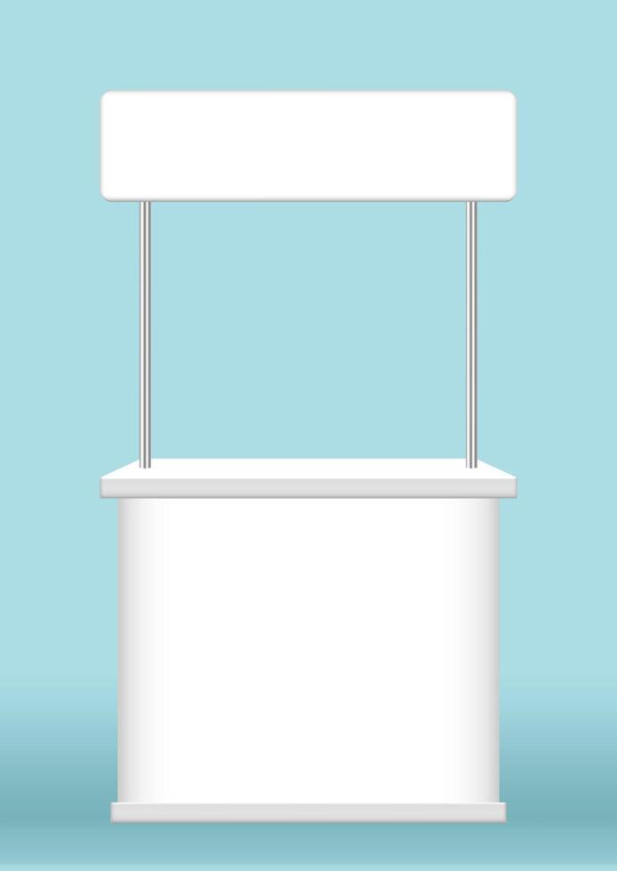 kiosk display, promotion counter stand show, counter stand for retail booth, kiosk advertising, counter stall, 3D illustration vector