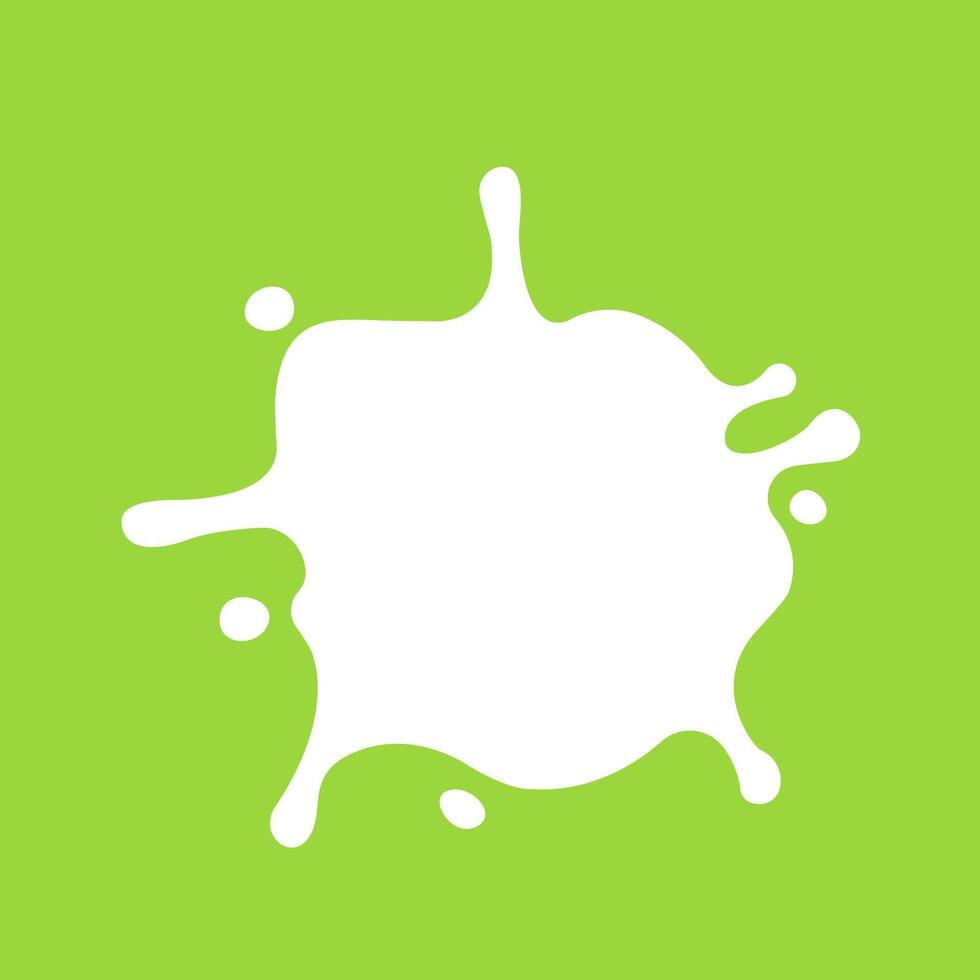 milk splash on green for banner background, white milky splatter shape, spill milk for graphic symbol, blot stain of milk splashing vector