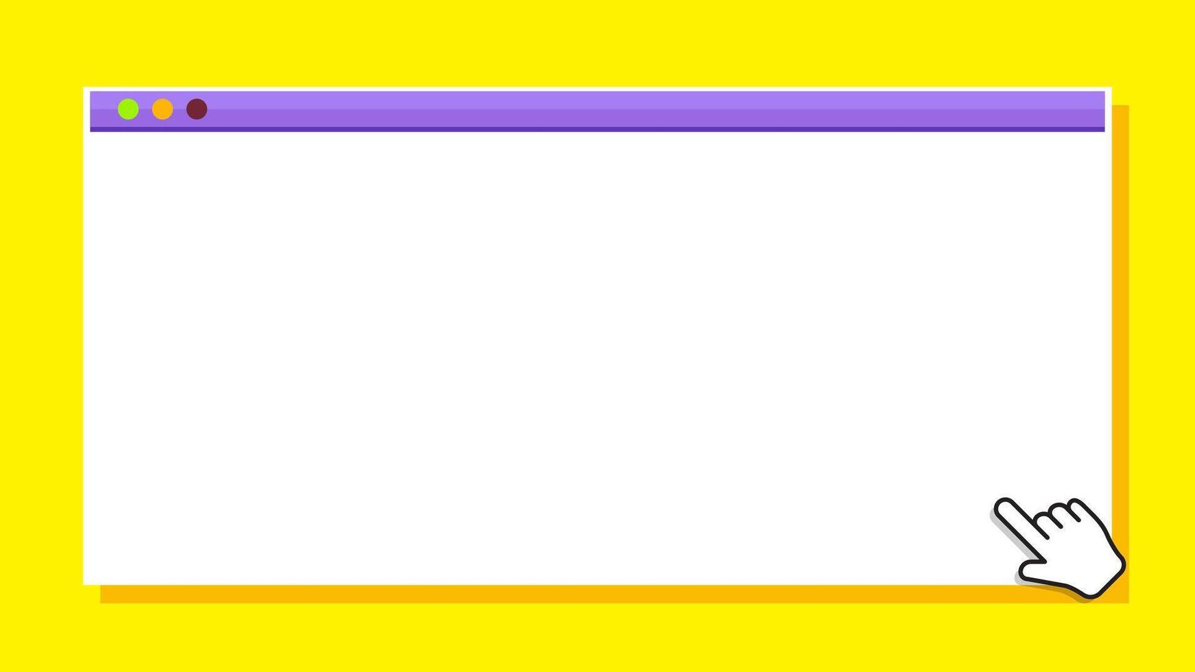 window form blank on yellow for banner background, template window frame on yellow, copy space, mock-up display social for user website interface vector