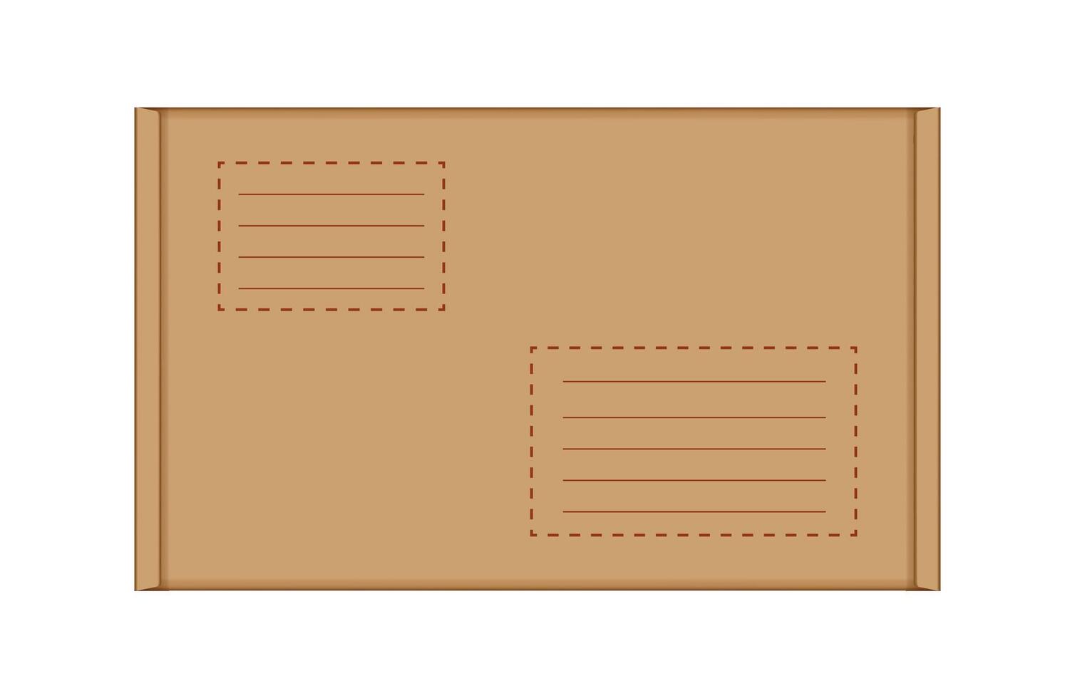 cardboard carton box in top view, brown box or kraft package crate box isolated on a white vector