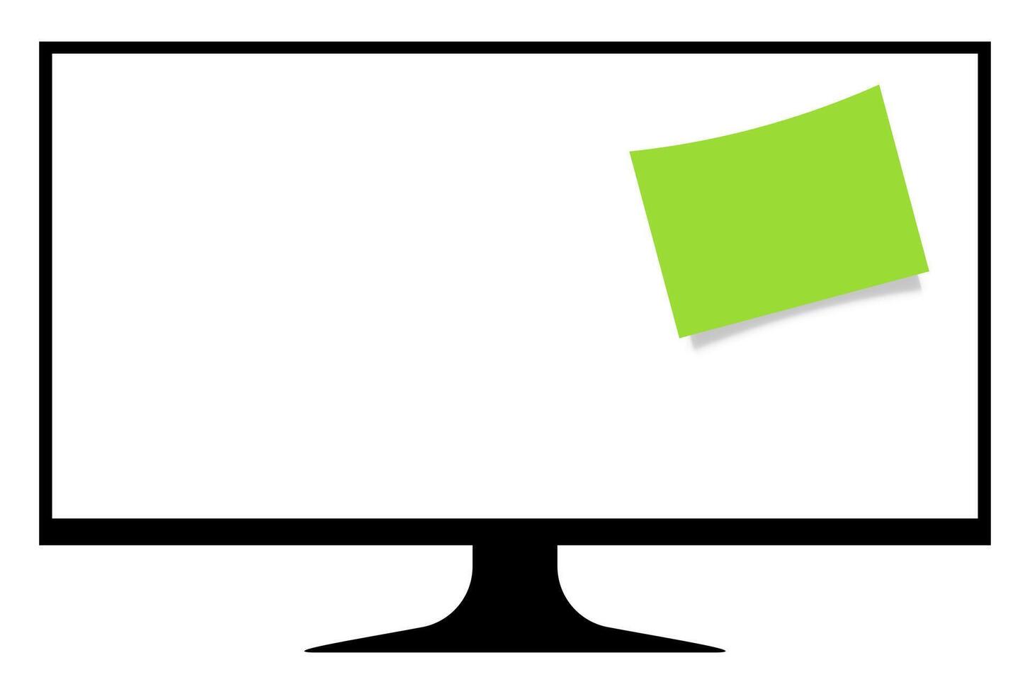 paper note green on computer screen display, notepad, schedule, memo concept vector