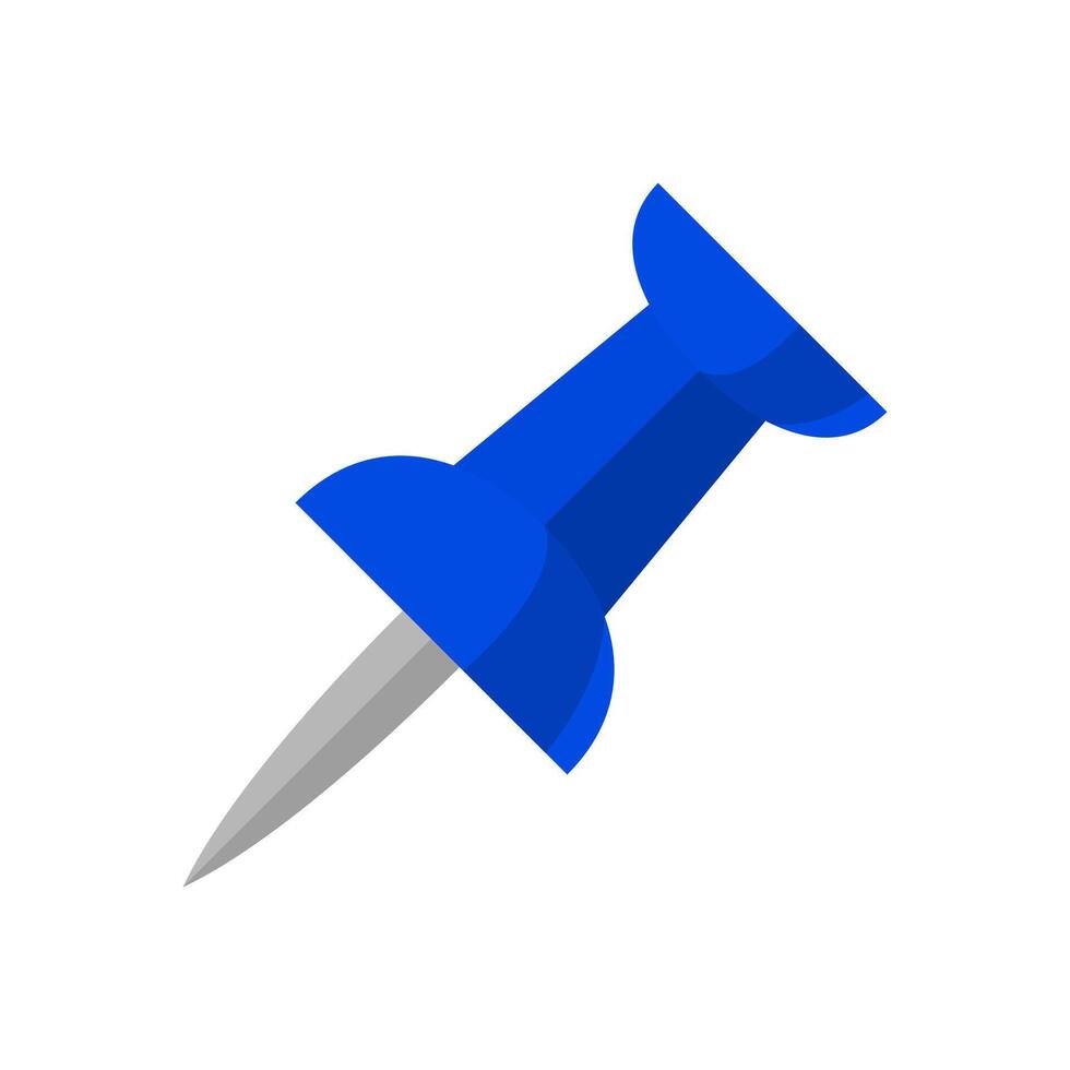 blue push pin isolated on white, thumbtack pin, illustration pin push vector