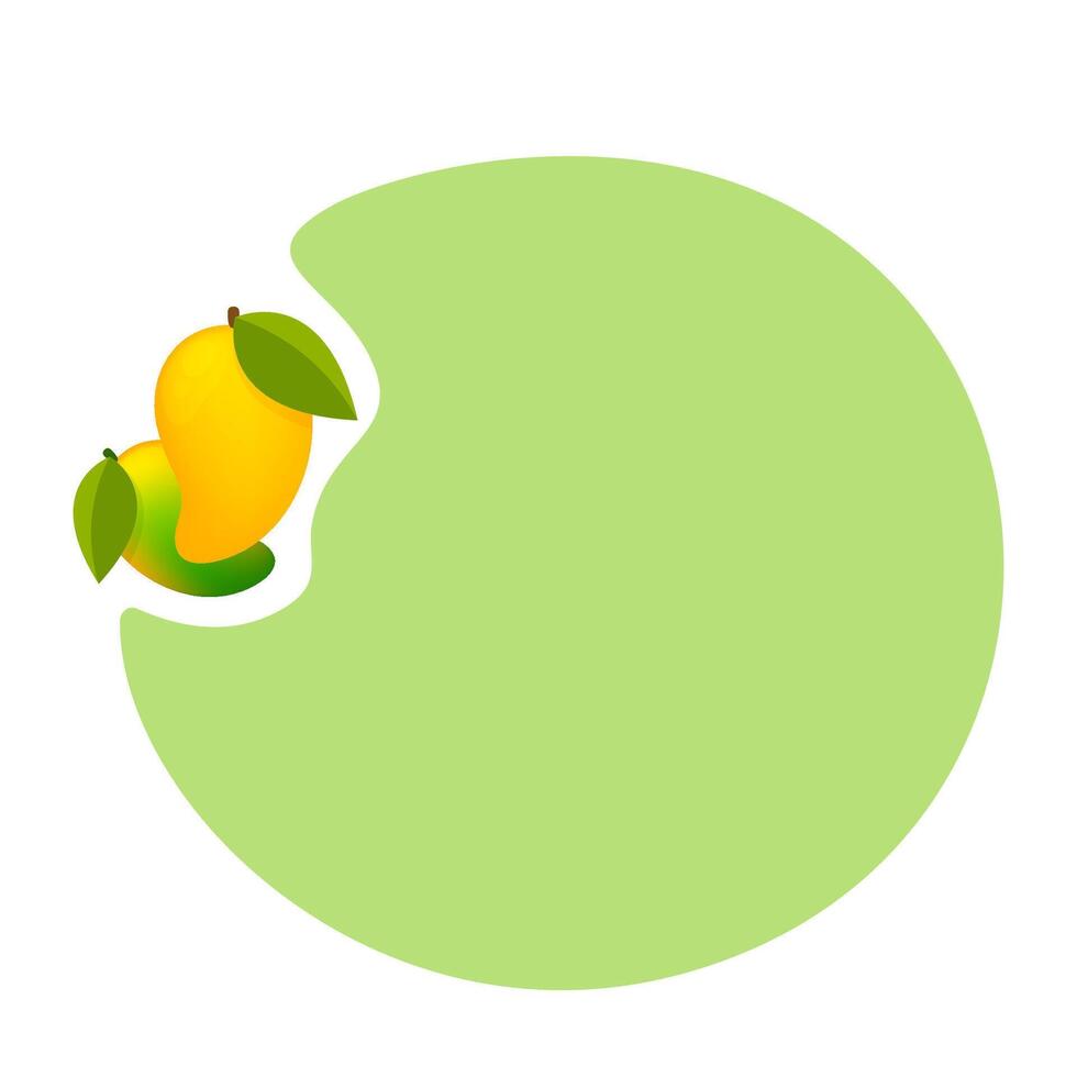mango ripe fruit cute and circle frame copy space text, clip art of yellow mango for banner ad, mango simple with speech bubble green pastel for advertisement, illustration mango for icon and frame vector