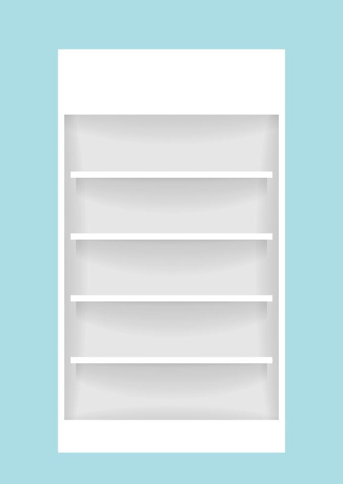 medicine cupboard, plank shelf for mock-up display, countertop white color, modern shelf for display show on a space wall room vector