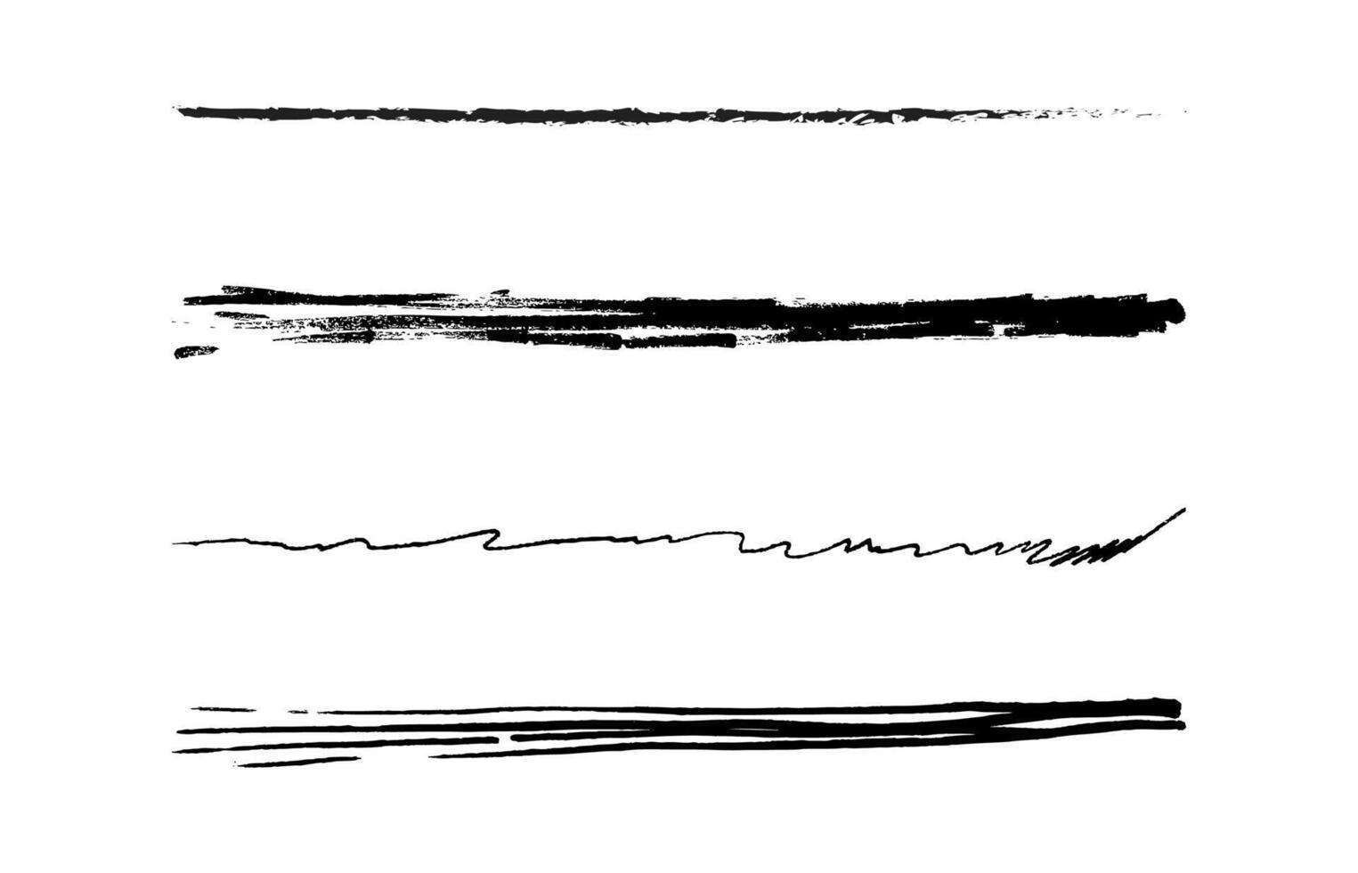 scribble horizontal brushes doodle art line sketch in black color, strokes of marker brushes set, scribble ink hand-drawn line horizontal, brushes ink stripes horizontal shape vector
