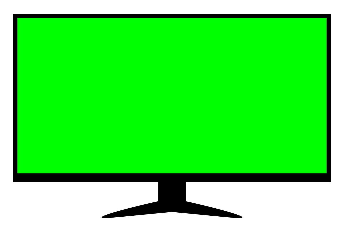 lcd tv green screen for display mock-up, tv lcd wide with green screen isolated on white, blank screen display flat television digital, modern television display vector