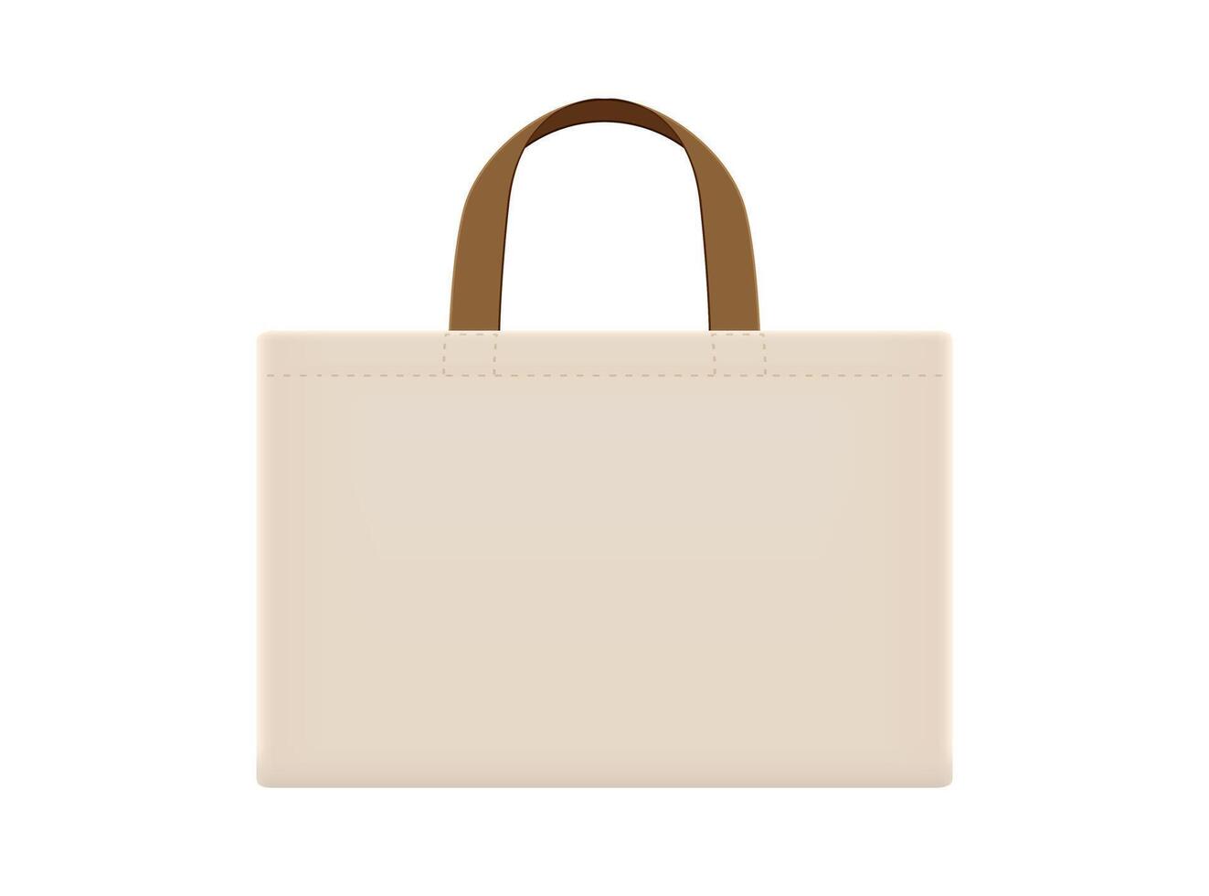 tote bag with brown handle, cloth bag blank, cotton yarn cloth bags illustration, fabric cloth bag empty template for design vector