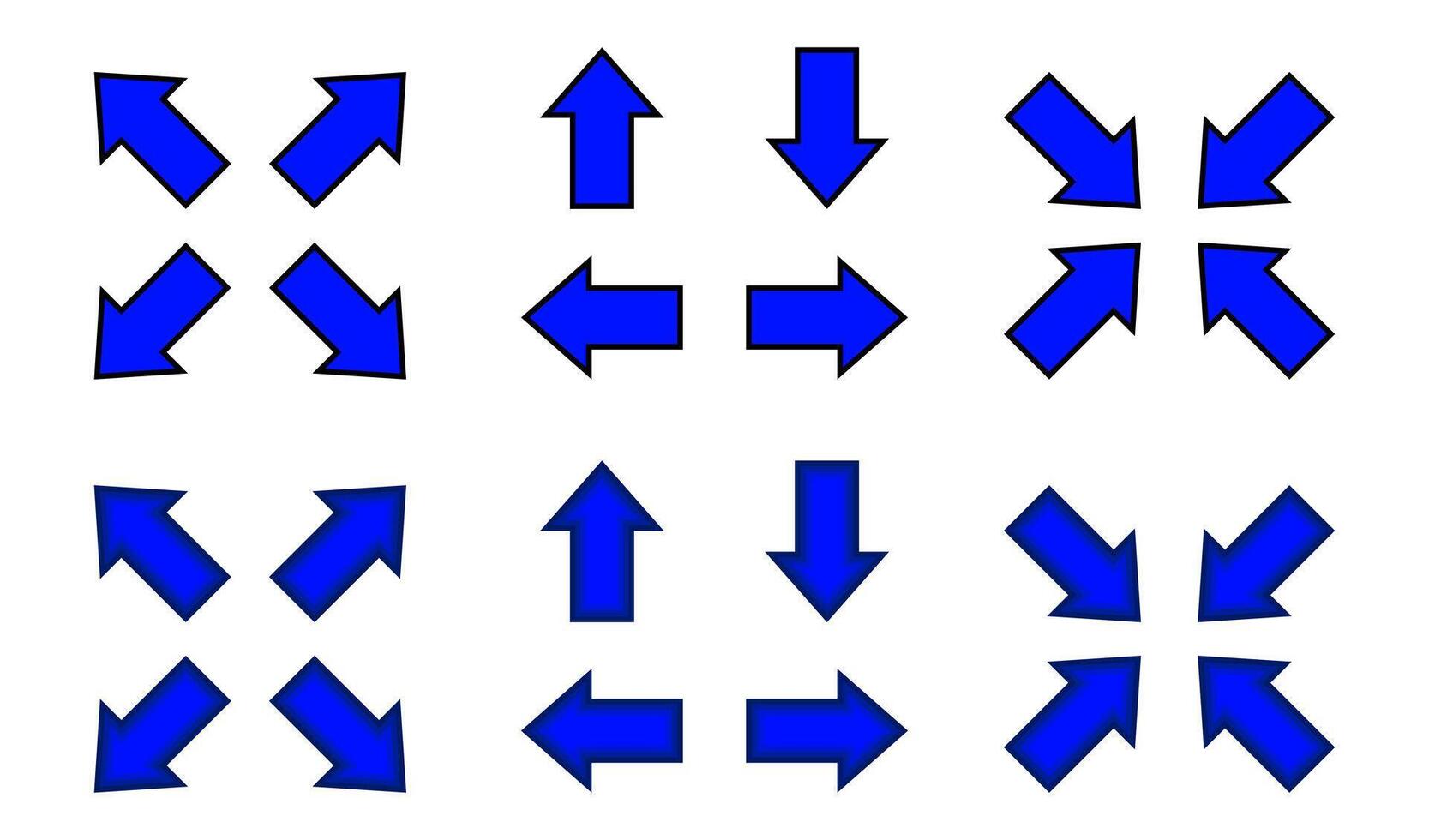 blue arrow and diagonal arrow sign for map, arrow button for graphic game, arrow for direction vector