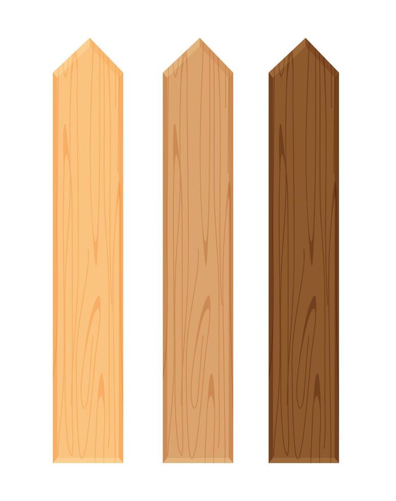 wooden fence different color collection isolated on white background, plank panel of fence board, panel wood fence for wall, picket wood, set of a wooden palisade vector