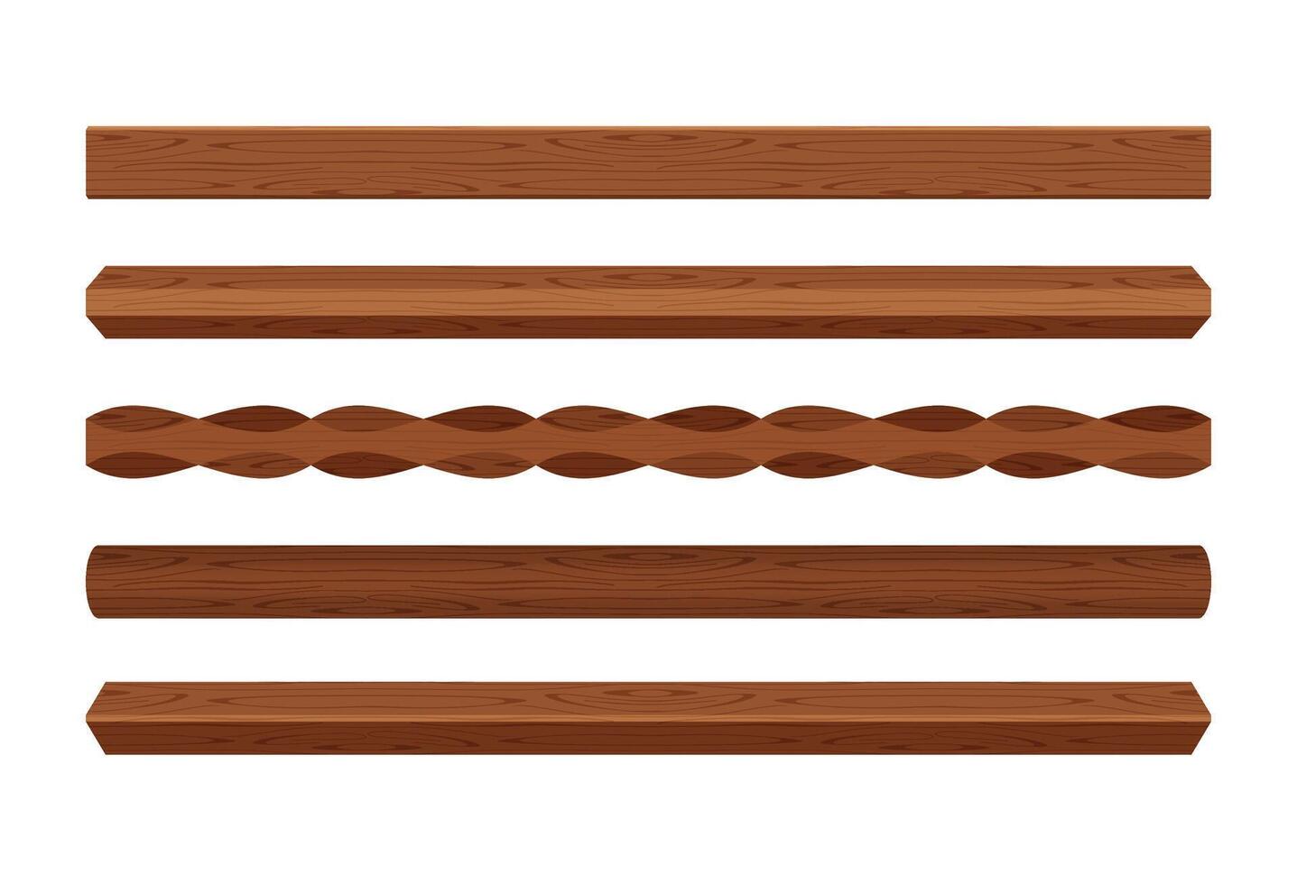 wooden lath different dark brown isolated on white, wooden slat poles brown, lath wood for home decoration, wood slat posts, set of vertical slats plank, lumber wood brown, beautiful wooden dark vector