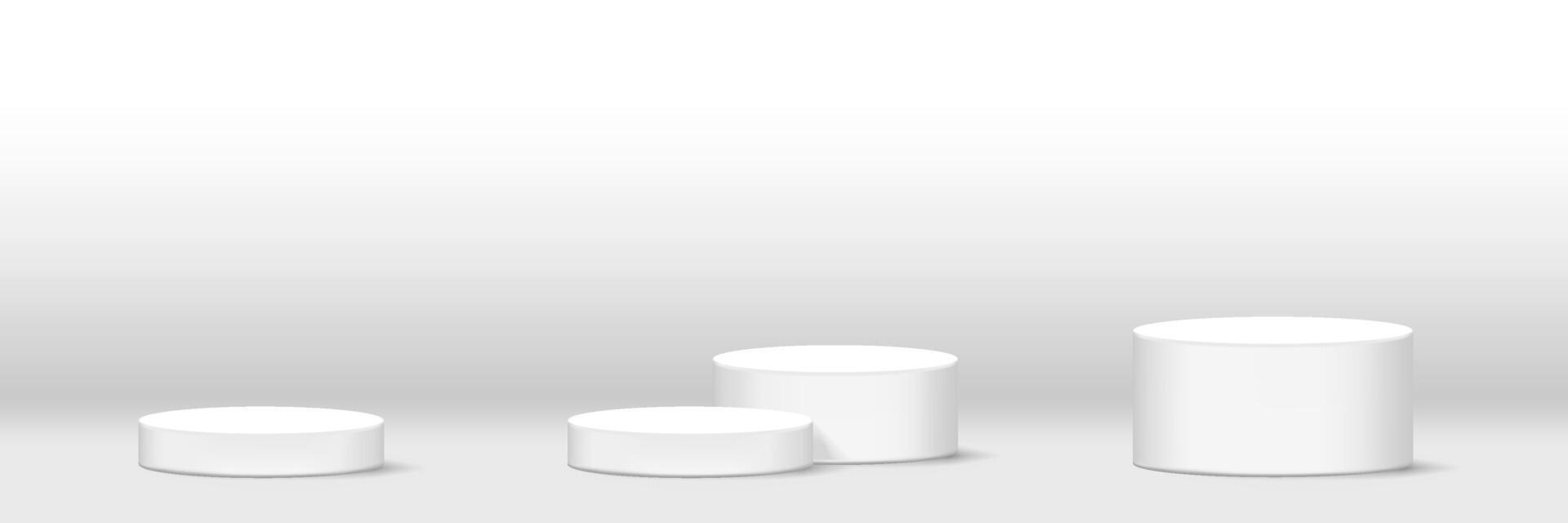 cylinder podium white for make-up product display, podium stage showcase for advertising cosmetics banner, copy space vector