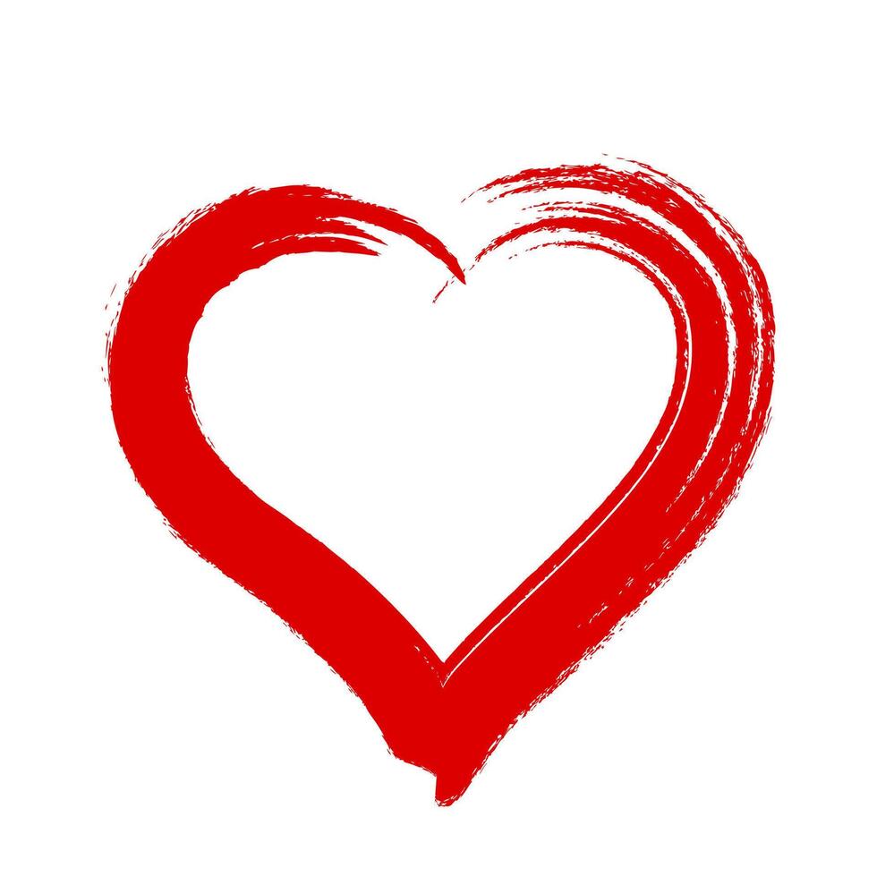 scribble heart shape sketch red color, hand drawn heart symbol isolated on white, heart shape in paint stripe brush stroke vector
