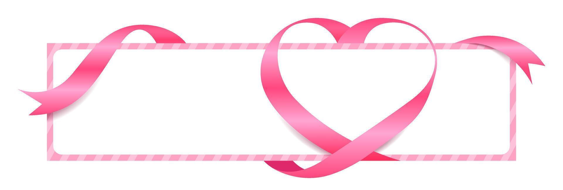 Pink Ribbon Heart Shape Mock-Up for Banner Valentine's Day, Greeting card, Gift Voucher and Certificate Background vector