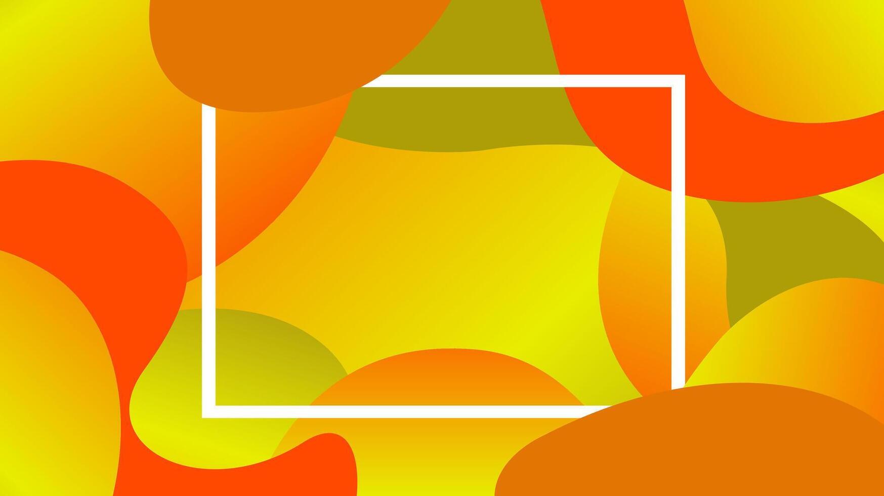 colorful free form shapes gradient and white frame, simple blob geometry wave flat lay vector