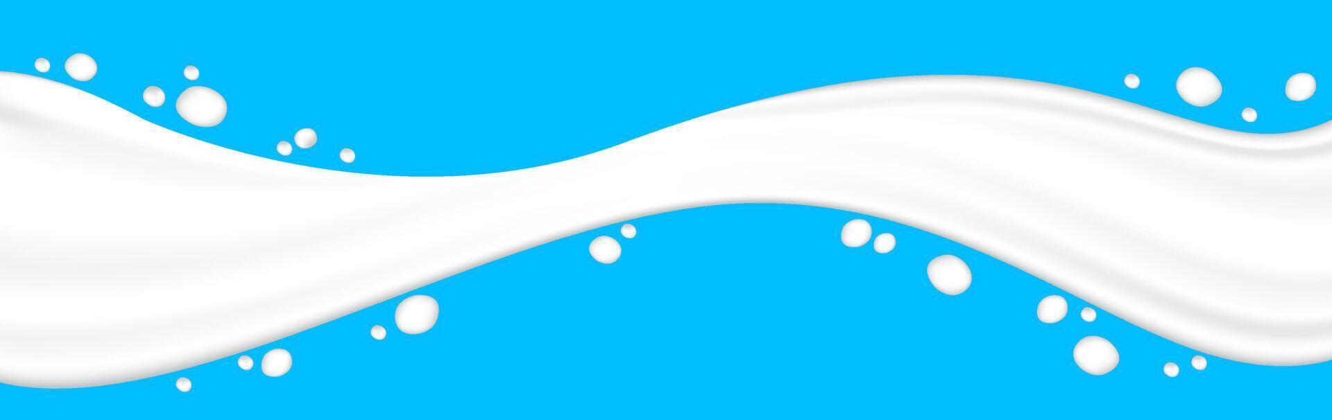 milk splashing for banner, white milk drop splash, droplet milk shape isolated on light blue for banner background vector