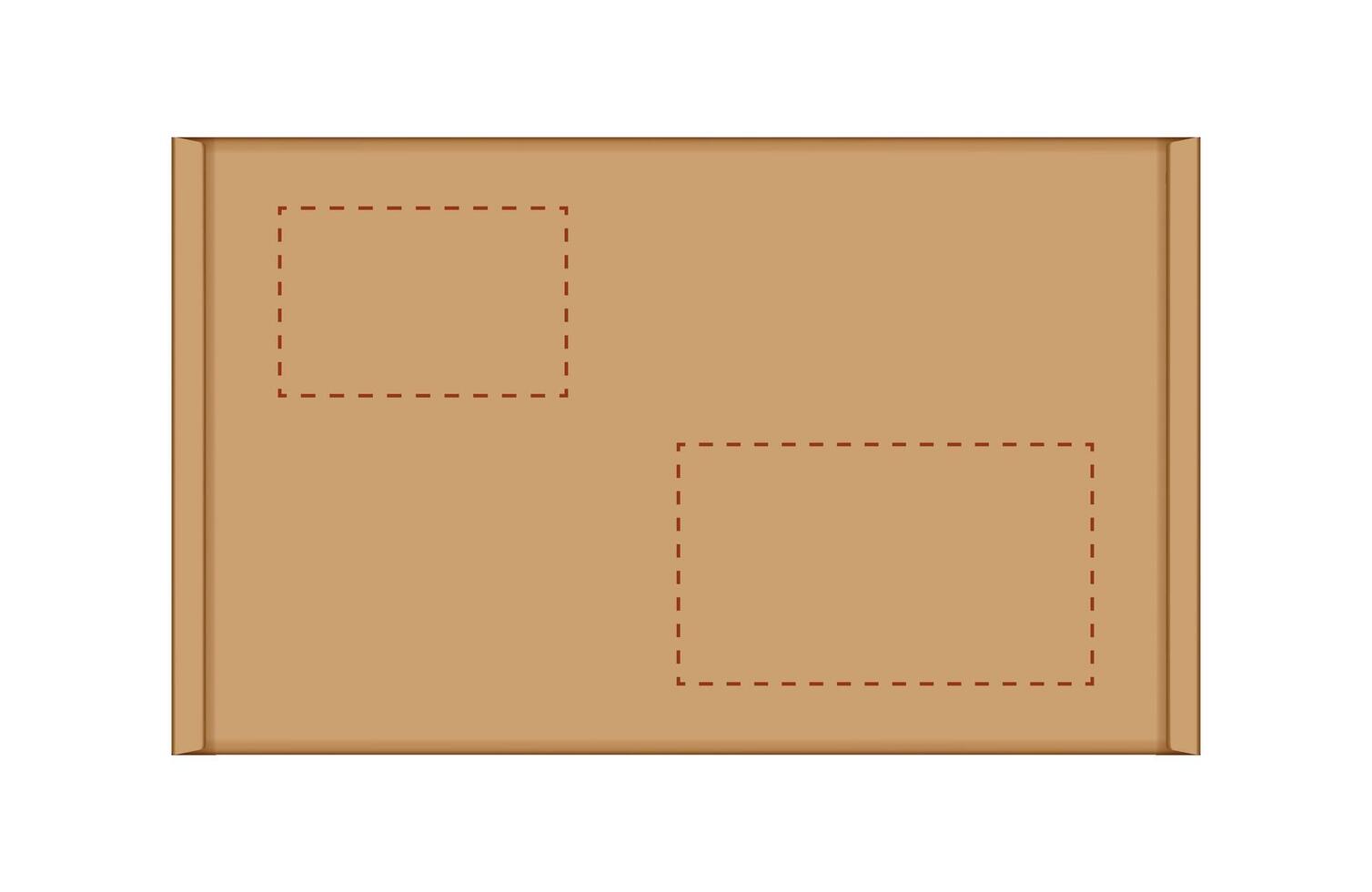 cardboard carton box in top view, brown box or kraft package crate box isolated on white vector