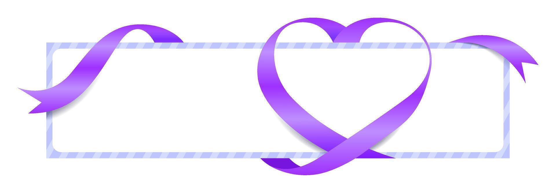 Purple Ribbon Heart Shape for Banner Mock-Up, Greeting card, Gift Voucher and Certificate Template, Banner Valentine's Day Background vector