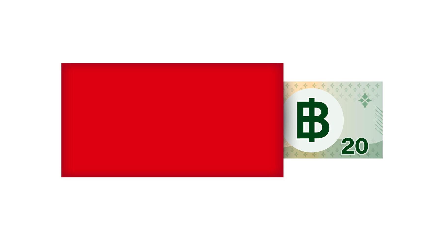 Red Packet and Money banknote 20 thai Baht, Red Envelope for New year China, Chinese red Envelope vector