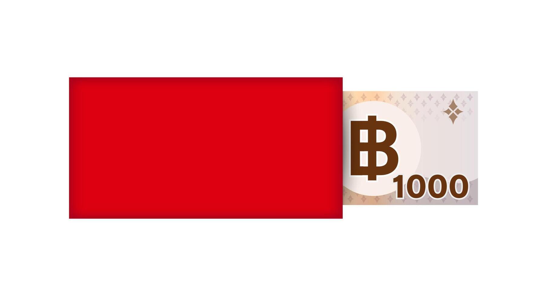 Red packet and money banknote thai baht, Red envelope for New year China, Chinese red envelope vector