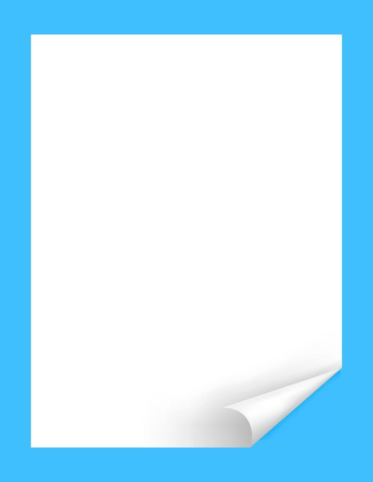template a4 paper mock-up, paper with curl corner, empty white paperwork a4 portrait vertical layout, blank rectangle paper for background vector