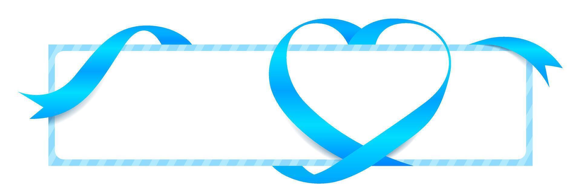 Light Blue Ribbon Heart Shape Mock-Up for Banner Valentine's Day, Greeting card, Gift Voucher and Certificate Background, copy space vector