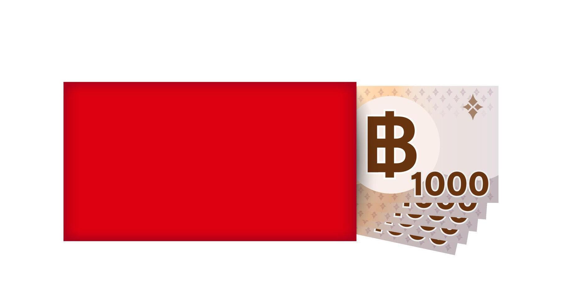 Red Packet and Money banknote 5000 thai Baht, Red Envelope for New year China, Chinese red Envelope vector