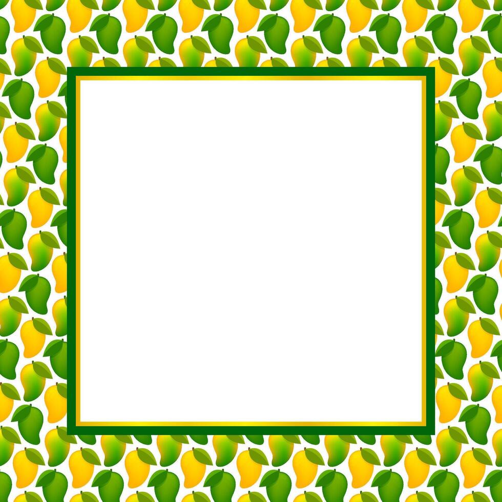 mango fruit frame for copy space text, banner frame with mango for background, mango pattern yellow green for banner advertisement, mango fruit ripe and raw pattern for text ad space vector