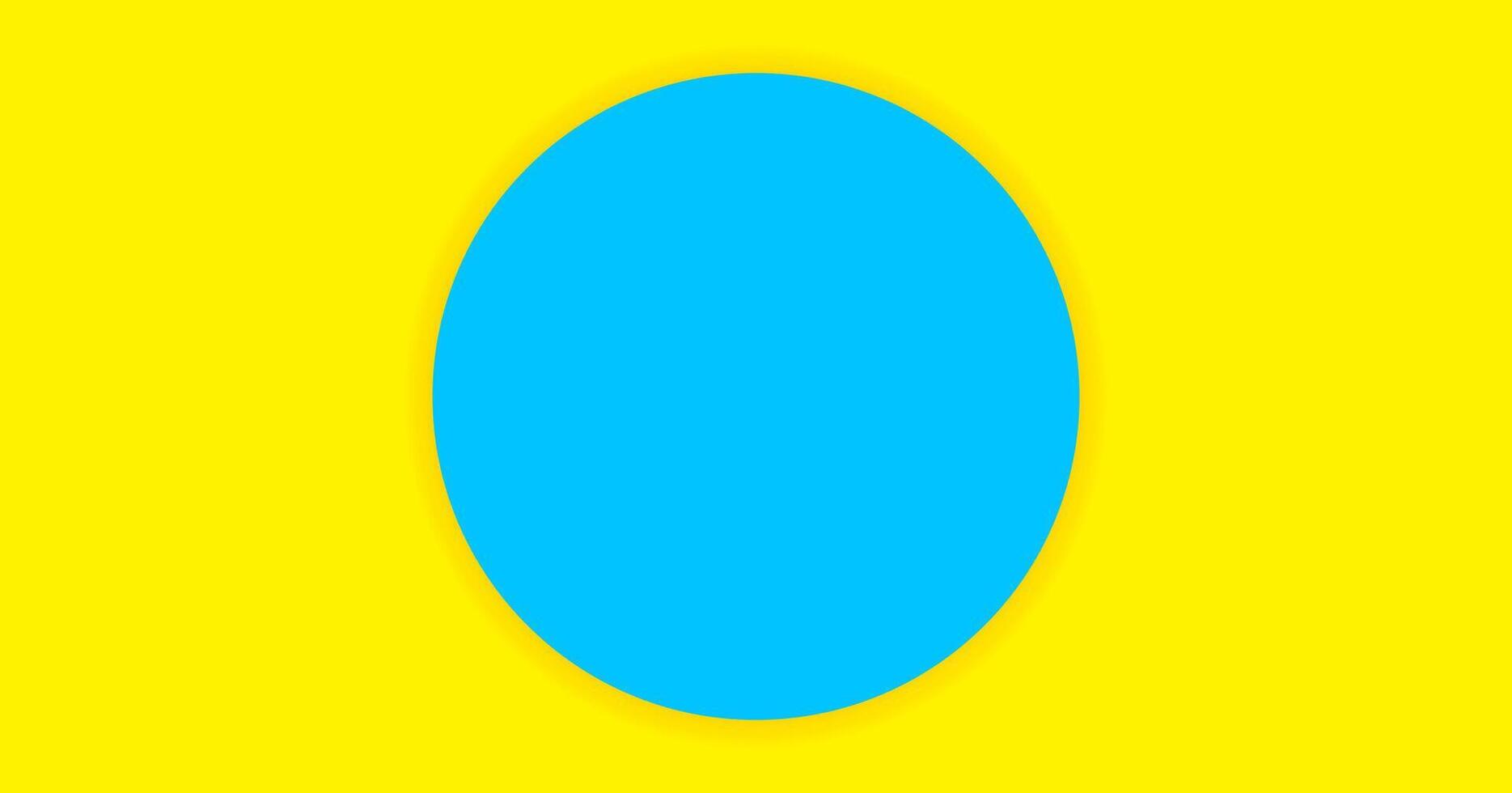 simple circle light blue on yellow background for banner, copy space, paper circle blue color and yellow for background vector