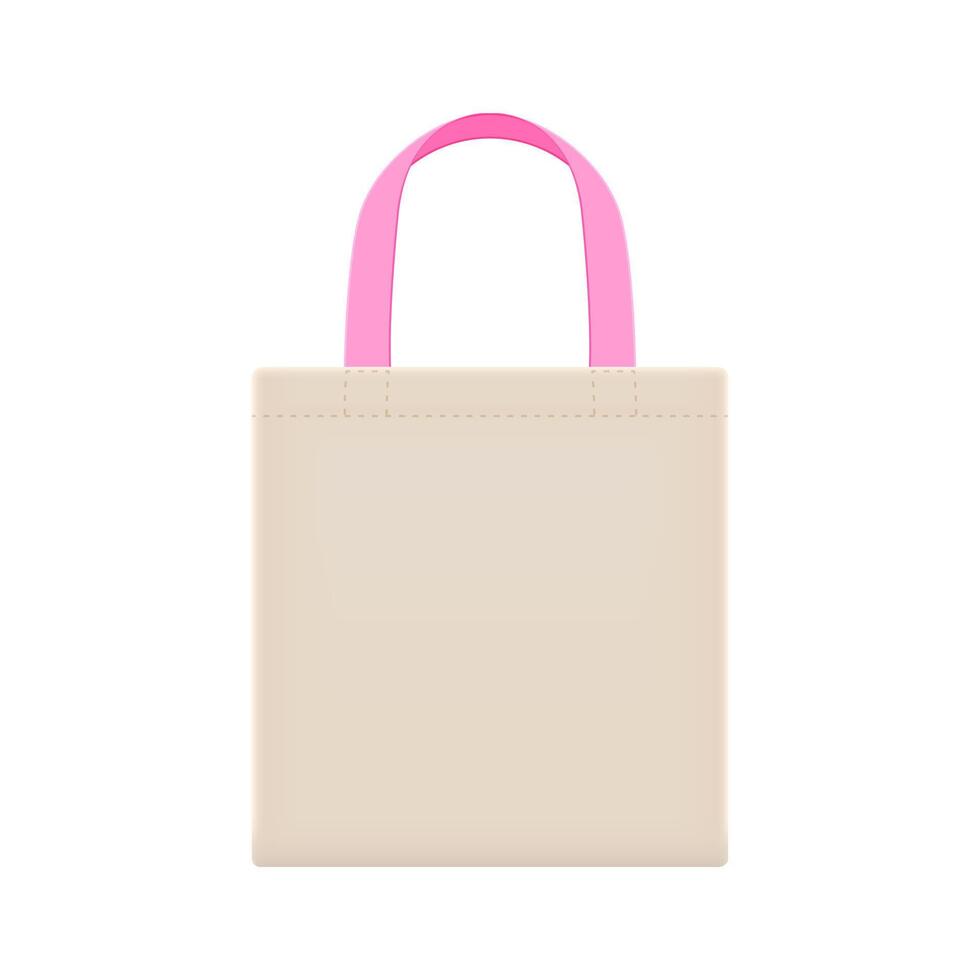 tote bag with pink handle, cloth bags blank, cotton yarn cloth bags illustration, fabric cloth bag empty template for design vector