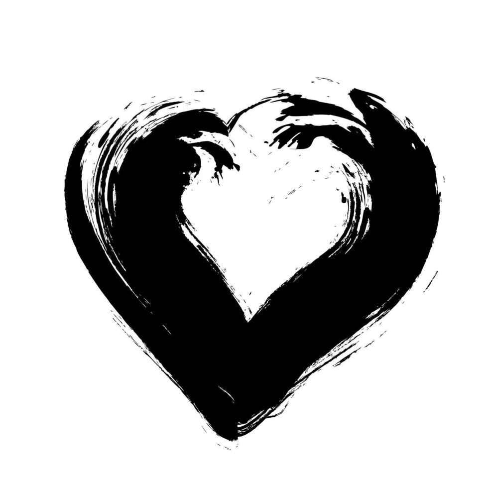 scribble heart shape black color, hand drawn heart symbol isolated on white, heart shape in paint stripe brush stroke vector