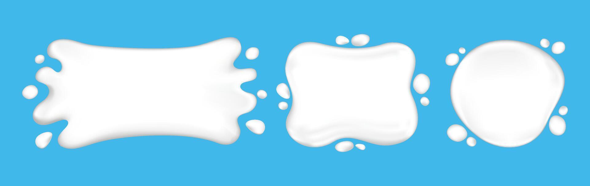 milk splashing, white milk drop splash, droplet milk shape isolated on light blue for banner background vector