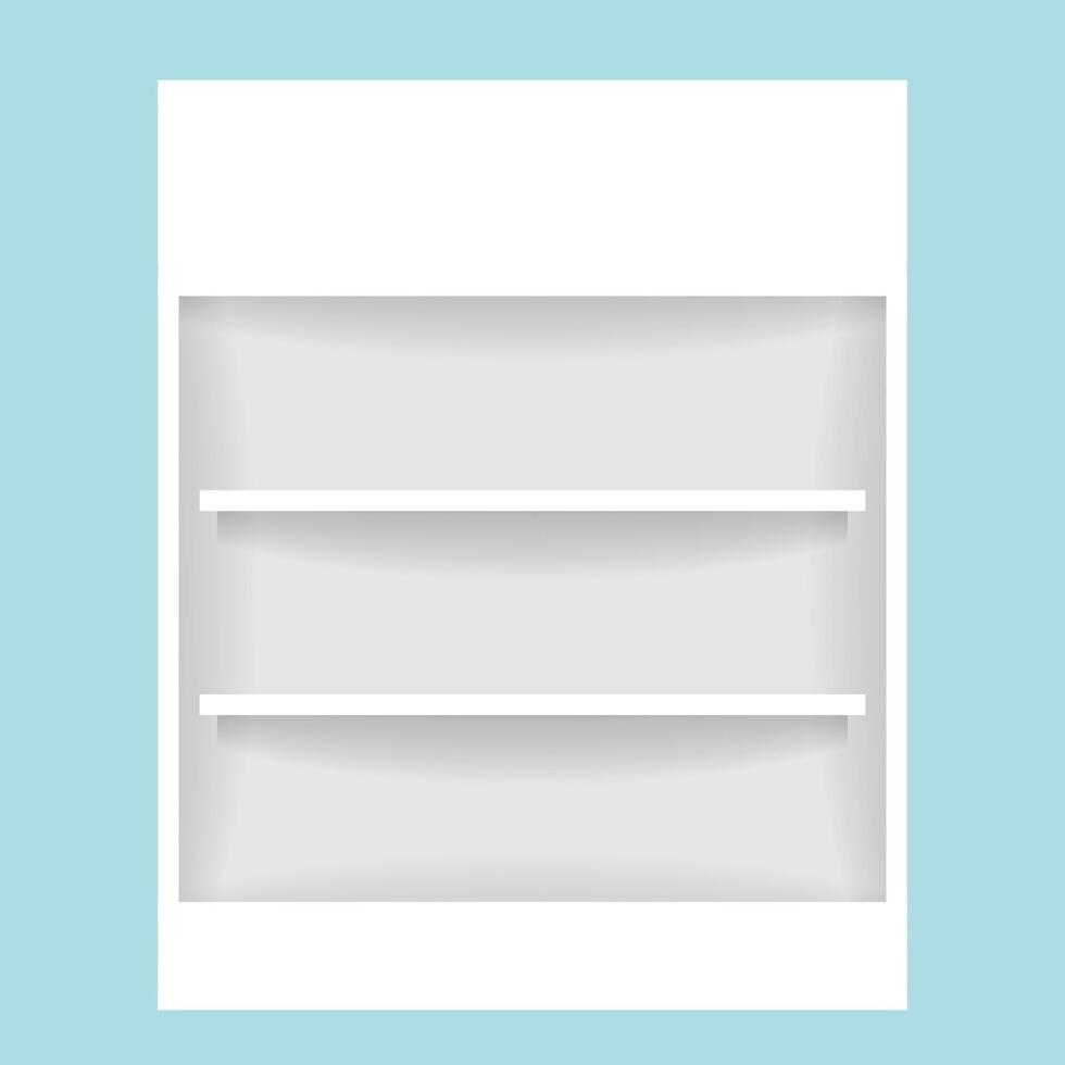 medicine cupboard, plank shelf for mock-up display, countertop white color, modern shelf for display show on space wall room vector