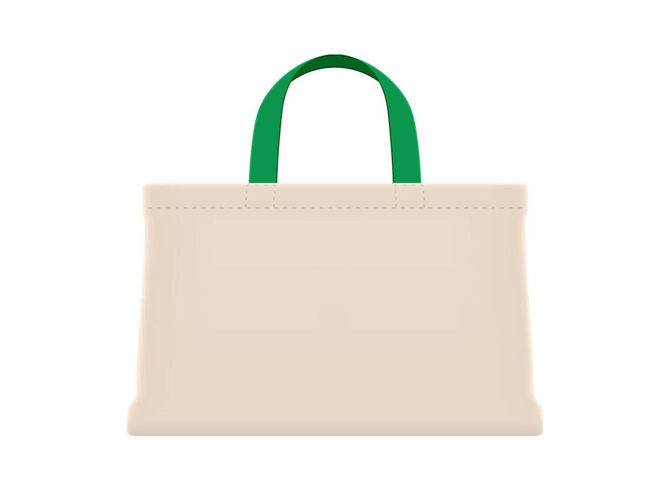 cloth eco bags blank or cotton yarn cloth bags, empty bags and green recycling symbol isolated on white, fabric cloth eco bag empty template vector