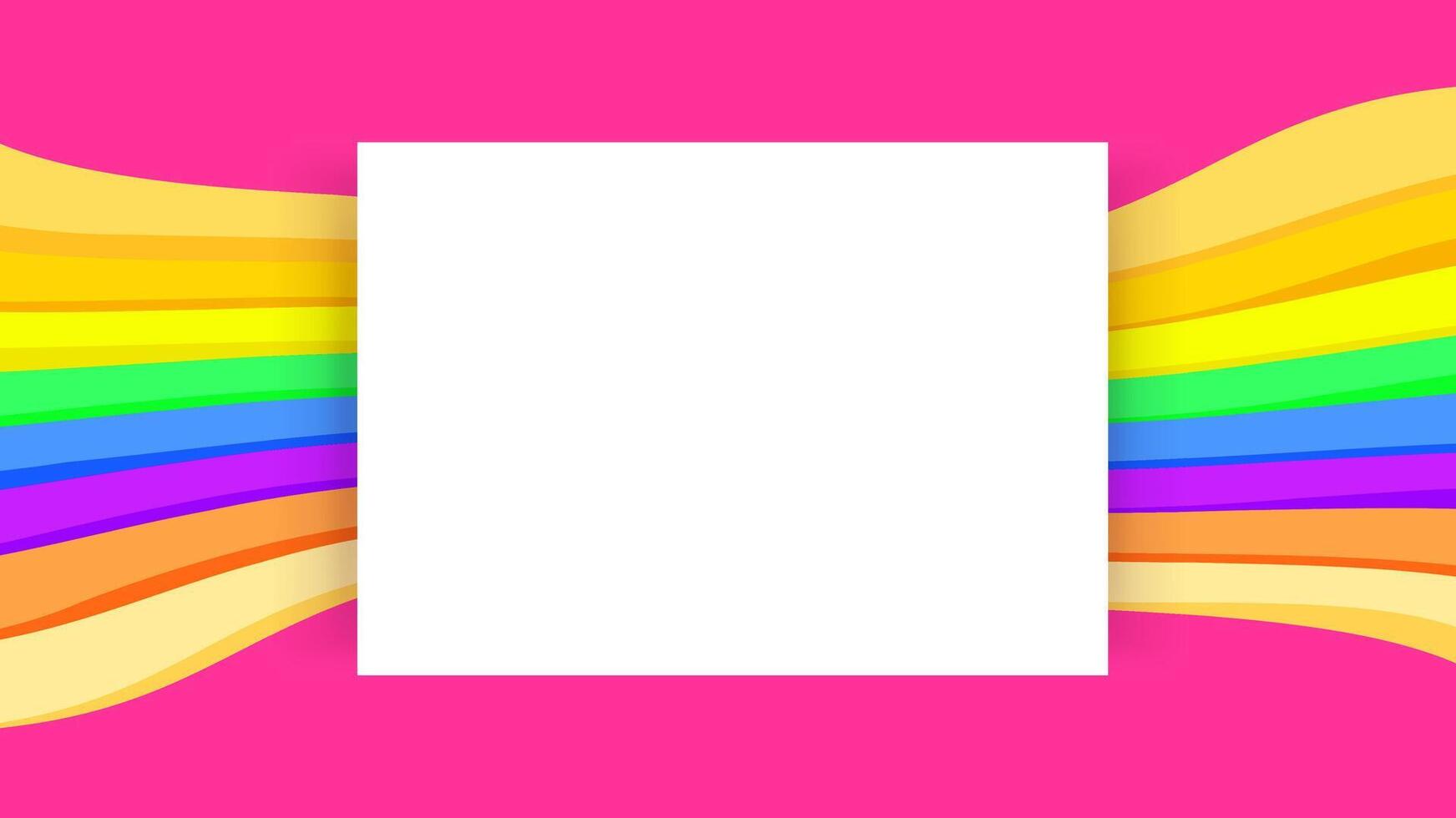 white border frame on pink and colorful graphic background, paper white frame on colorful modern ad for banner web vector