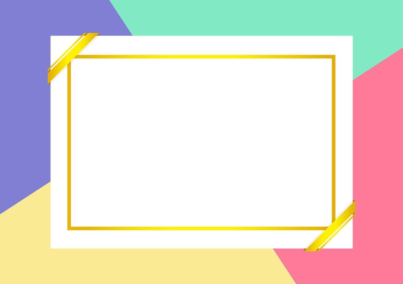 certificate template with gold frame on color flat lay background vector