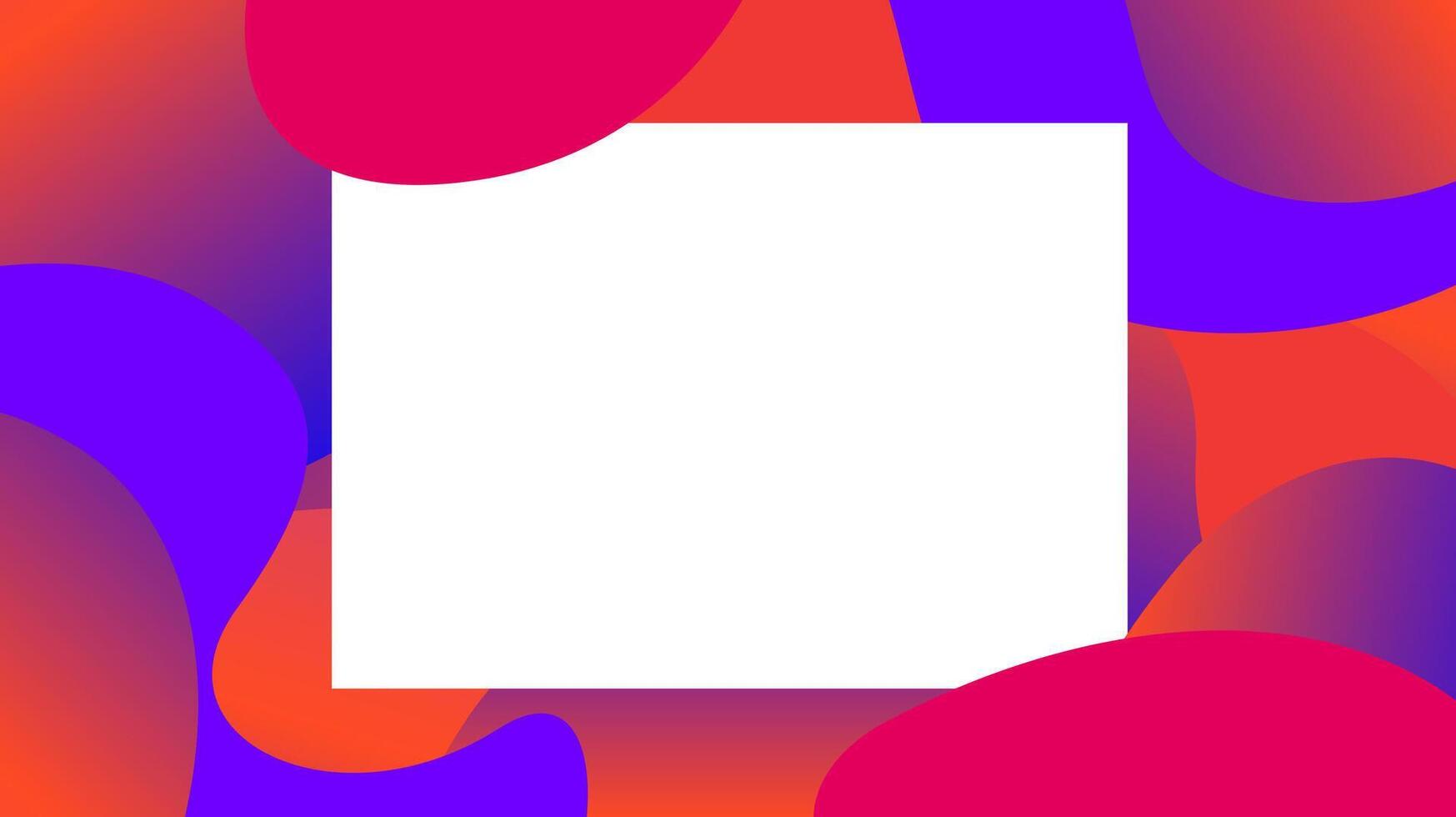 purple red free form shapes gradient and white frame, blob geometry wave flat lay for copy space vector