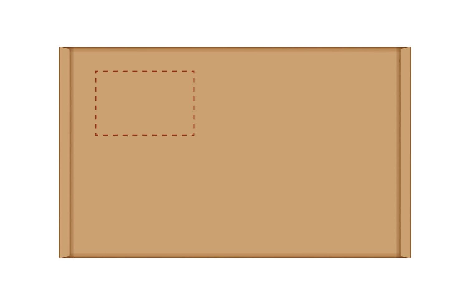 cardboard carton box in a top view, brown box or kraft package crate box isolated on white vector