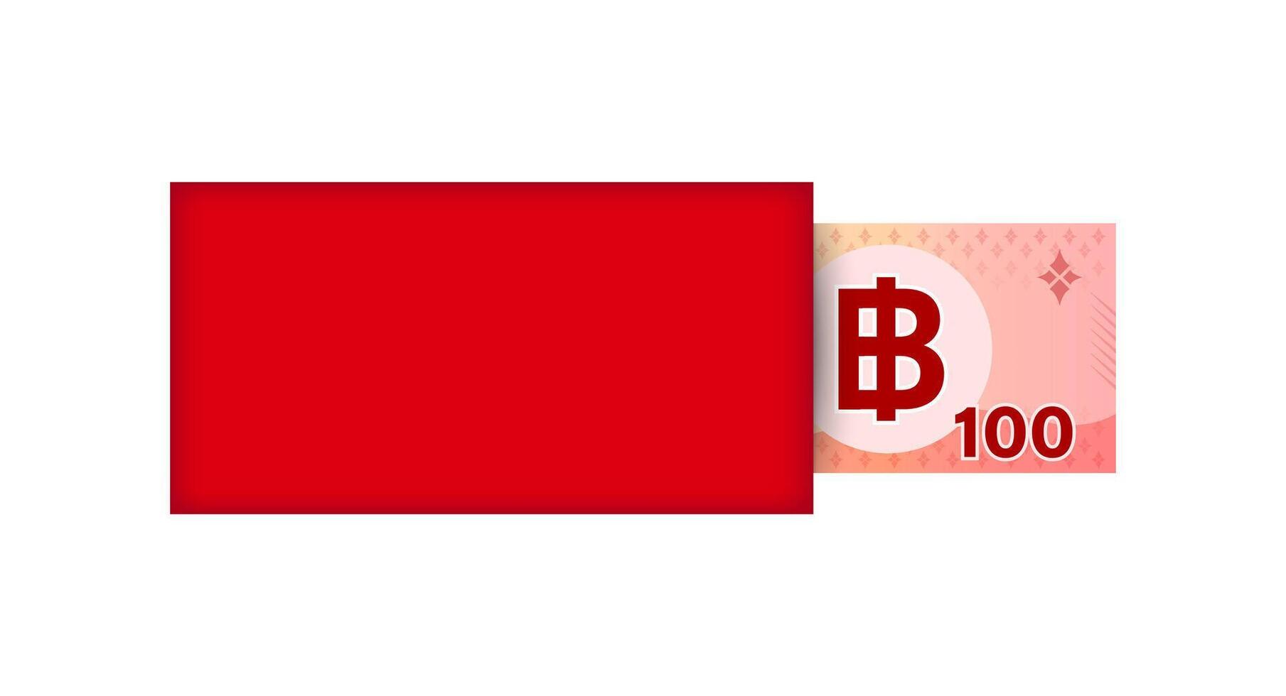 Red Packet and Money banknote 100 thai Baht, Red Envelope for New year China, Chinese red Envelope vector