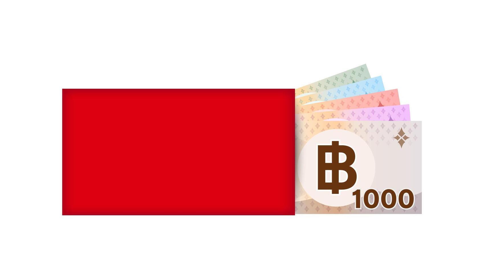 Red Packet and Money Banknote Thai Baht, Red Envelope for New Year China vector