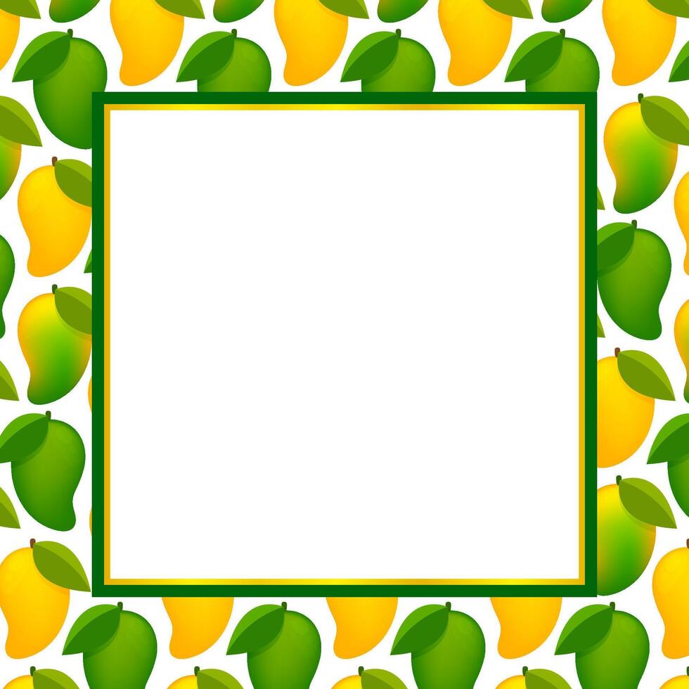 mango fruit frame for copy space text, banner frame with mango for background, mango pattern yellow green for banner advertisement vector